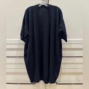 Vince 100% Cashmere Navy Blue Open Front Short Sleeve Cardigan